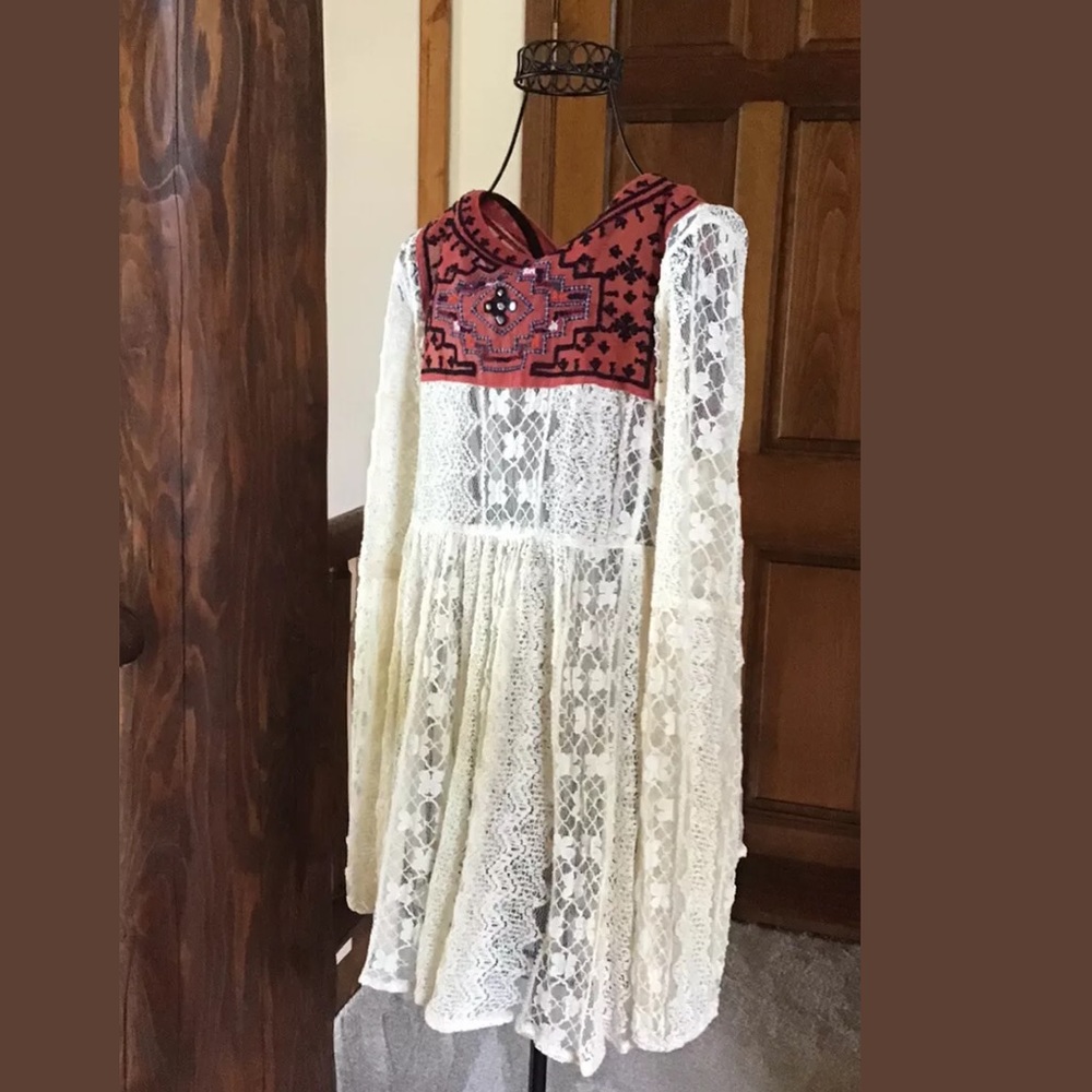 Free people lace and gauze tunic S - Picture 5 of 9